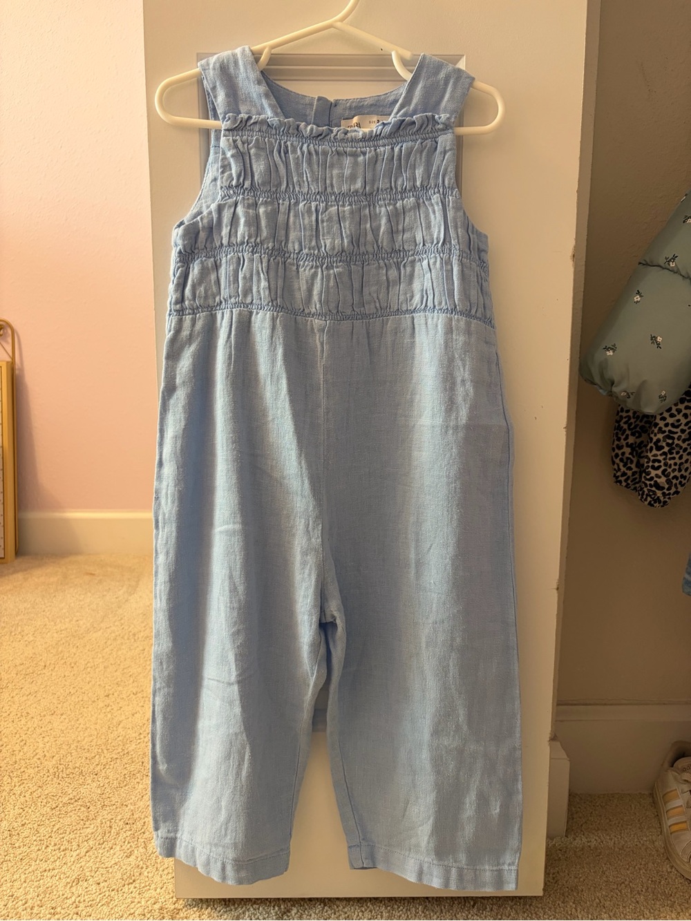 Zara Light Blue Smocked Bodice Jumpsuit